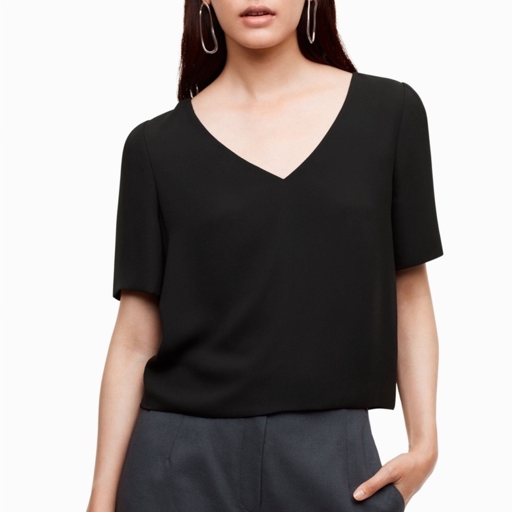 Aritzia Babaton Randy Black V-
Neck Blouse size xs